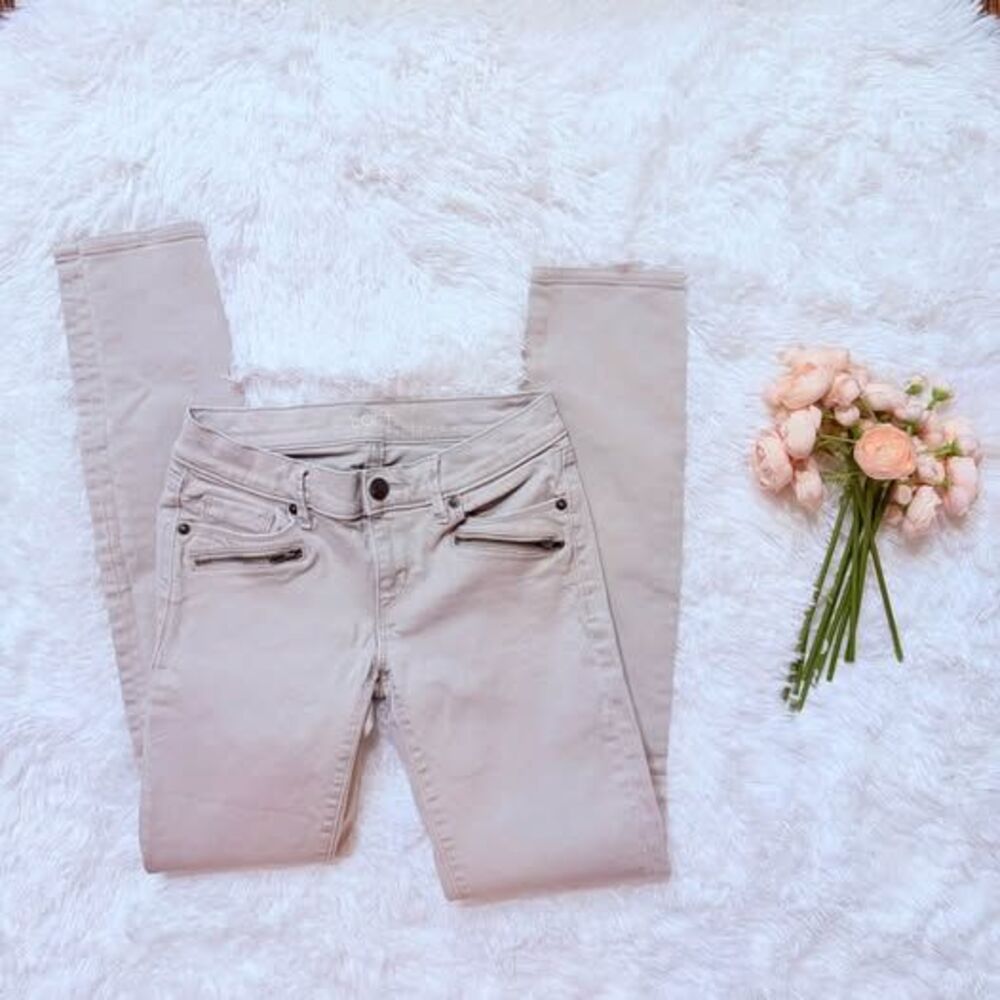 LOFT Beige Skinny Jeans Neutral Stretch Denim Size 00 - Picture 2 of 10